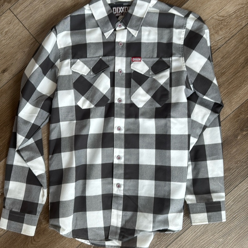 DIXXON Black and White Plaid Casual Button Down Shirt
